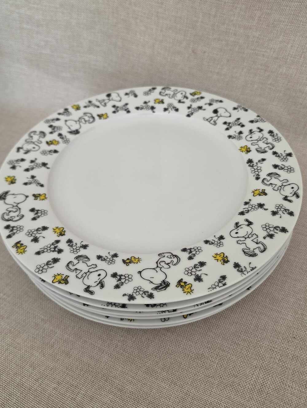 Peanuts Snoopy & Woodstock White Ceramic Dinner Plate - Set of 6